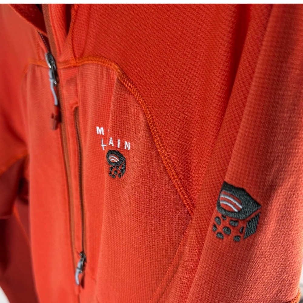 Mountain Hardwear Mens Orange Full Zip Grid Fleece Scuba Hoodie M 2758 - Picture 7 of 8
